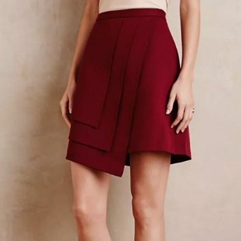 Anthropologie Skirt Wrap Mini Skirt Raoul for Made in Kind  6 Petite Holiday